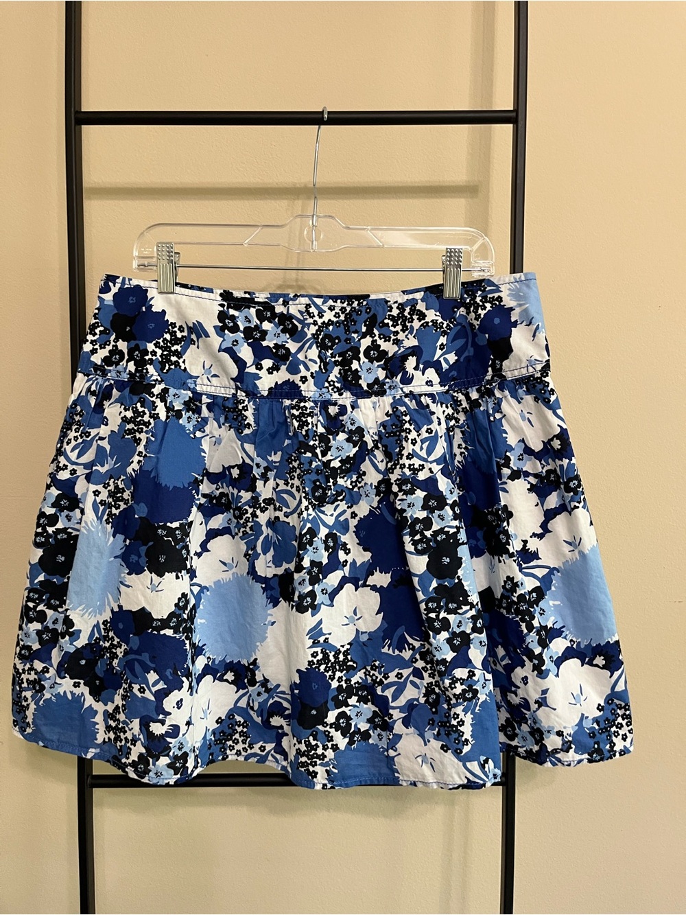 LOFT Outlet Blue Floral A-Line Skirt 12 Preppy Coastal Grandmillennial Summer - Picture 8 of 13